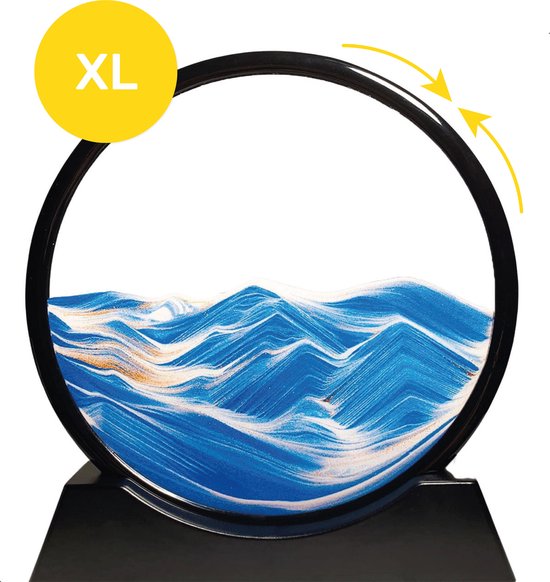Sandkunst XL - Blau - Durchmesser von 30cm - 360° - Sandkunst - Im Glas - Sanduhr - Dekoration - Bewegte Sandkunst