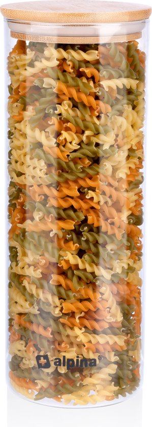 Alpina - Stockpot 1.5L - Glasgefäß mit Deckel - Vorratsgefäß aus Borosilikatglas/Bambus