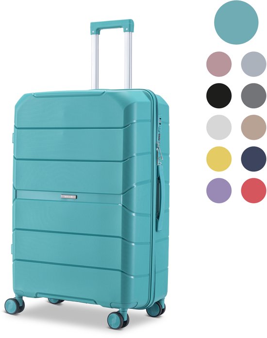 SKYCASES Urban Adventurer - Großer Reisekoffer - Zahlenschloss - 49x30x75cm - 110L - Reisekoffer mit Kofferschloss - Spinner-Räder - Grün