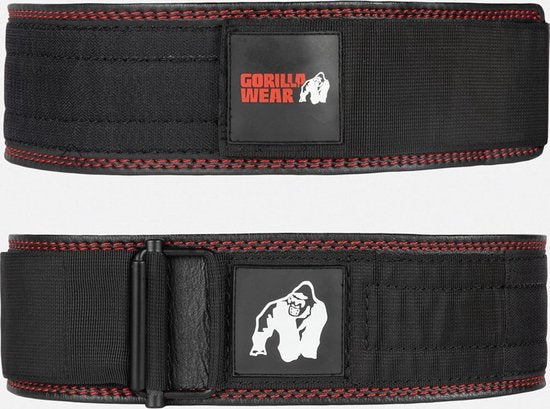 Gorilla Wear Halter Gürtel - 4 Zoll Premium Leder Elevator Gürtel - Schwarz - S/M