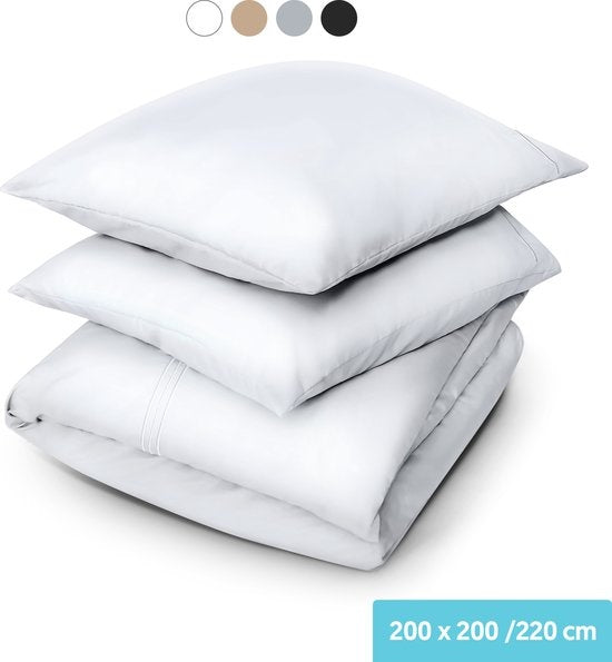 Dreamlab Bettbezugsset - 200 x 200/220 cm - Bettwäsche mit Kopfkissenbezug - Double - Four seasons - Mikrofaser - Off white