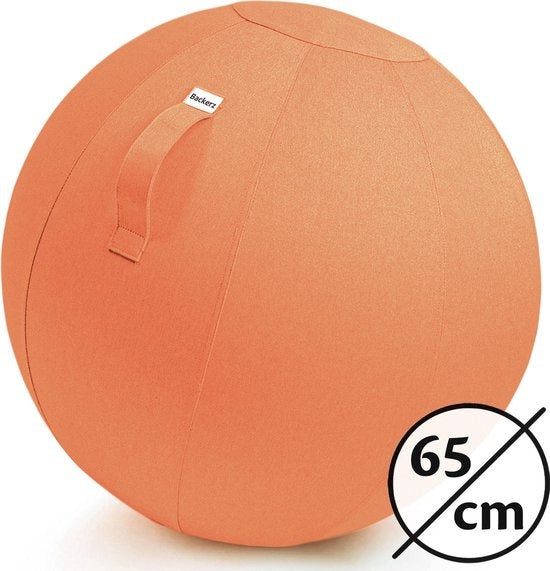 Backerz® Sitzball Büro und Zuhause 65 CM - Luxus-Yoga-Ball - Sitzball mit Hülse - Ergonomischer Bürostuhl-Ball - Leinen Orange