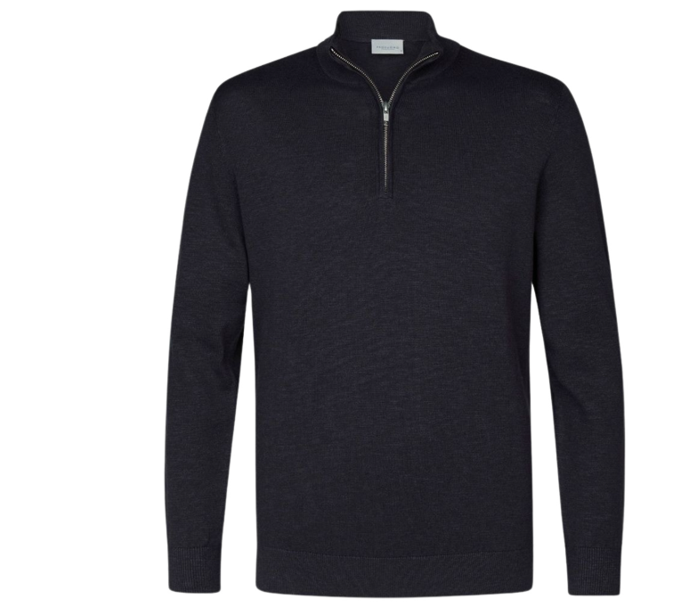 Profuomo Half Zip Pullover - Marineblau - Größe S - 100% Baumwolle - PCWJ10004A - Herrenpullover mit Reißverschlusskragen