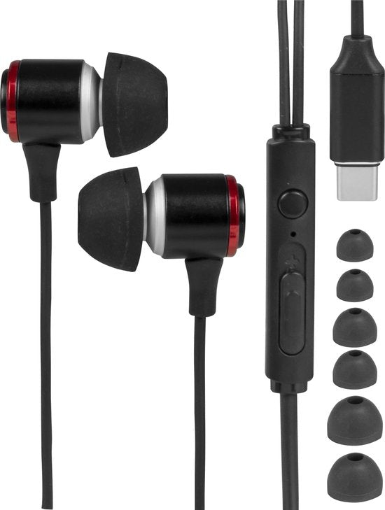 Nuvance - Ohrhörer mit Kabel - USB-C-Anschluss - Ohrhörer mit Kabel - In-Ear-Kopfhörer mit Kabel und Mikrofon - Schwarz