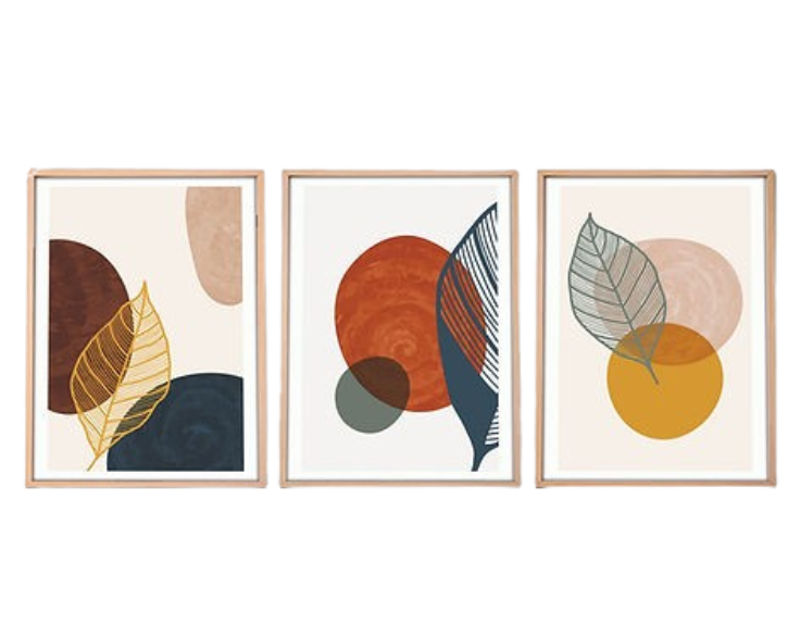 HUHU209 - Stilvolles Leinwandgemälde - 3er-Set - 50 x 70 cm