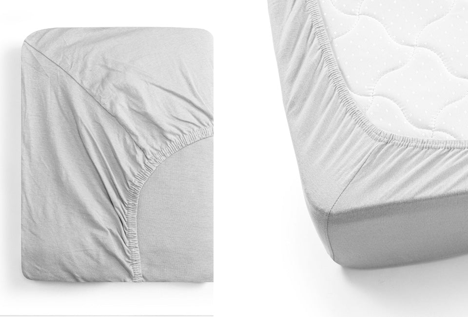 Home&Comfort Jersey-Spannbetttuch Silber - 140/160 x 200/220 cm - 100% Baumwolle