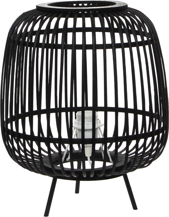 Mica Decorations Nimes Tischlampe - H37 x Ø29 cm - Bambus - Schwarz