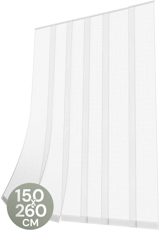 O'DADDY® Fliegengitter Lamellenvorhang - 150x260 cm - Türvorhang - Türtür - Verstellbares Design - Fiberglas - Türgitter Weiß