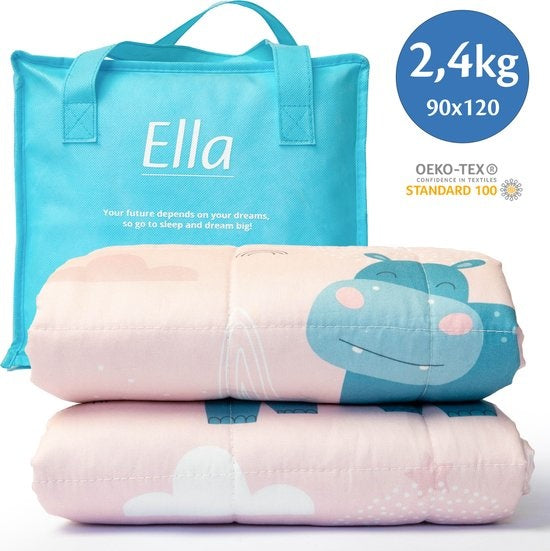 EL Life - Wiegedecke Kind 2.4kg - 90 x 120cm - Wiegedecke - OEKO-TEX Baumwolle - Nilpferd