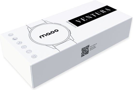 Maoo Ventura AMOLED Smartwatch Damen - Edelstahl und 3x Silikonband - Schrittzähler - Herzfrequenzmesser - Schlafüberwachung - Multisport - Geeignet für Android und iOS - Silber und Weiß