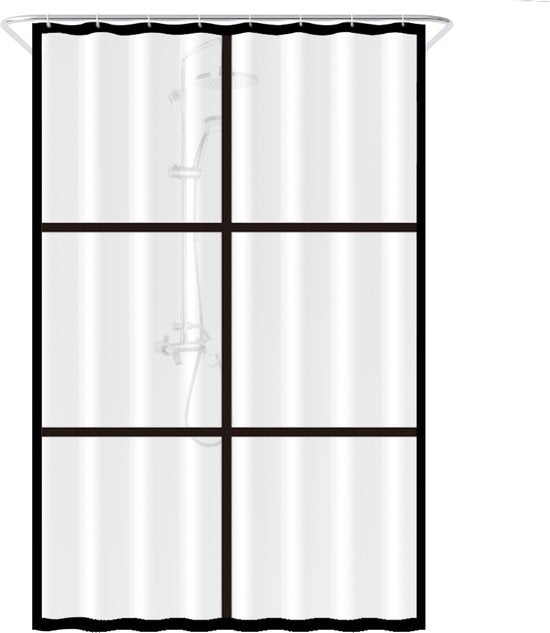 Loti Living Duschvorhang Anti-Schimmel - Matt Transparent Schwarz - Inklusive Ringe - Wasserdicht - PEVA - Duschvorhang 120x200 cm