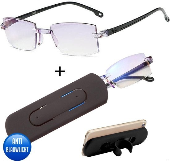 Shine Anti Blue Light Computerbrille 2.50 - Multifokale Displaybrille - Lesebrille für Damen und Herren - inkl. Zubehör