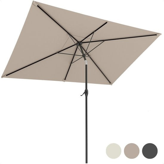 LifeGoods Sonnenschirm - 270x180cm - 30° neigbar - wasserdicht - mit Bezug - Taupe