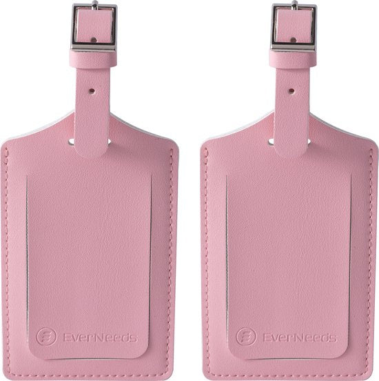 EverNeeds Gepäckanhänger - Gepäckanhänger für Koffer - Gepäckanhänger - PU Leder - Rosa - 2 Stück