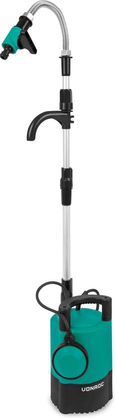 VONROC Regenfasspumpe 400W - 5200 lt/h - mit Trockenlaufschutz - einstellbarer Schwimmer - Universal-Gartenschlauchanschluss - 10 Meter Kabel