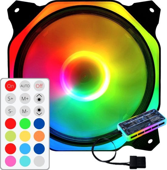 RGB-Lüfter PC-Lüfter - Gehäuselüfter 120mm 6-pin High Airflow - Computer-Gehäuselüfter Earkings mit Fernbedienung
