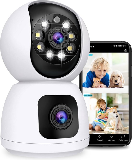 Camux - DualVision Sicherheitskamera Indoor - 2MP Full HD Kamera mit Nachtsicht - Babyphone - Haustierkamera mit App - Hundekamera - Petcam