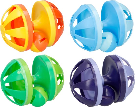 Pet Toys Katzenspielzeug - Ball in 2 Teilen - Farbenfroh - Kunststoff - Ø 7 cm