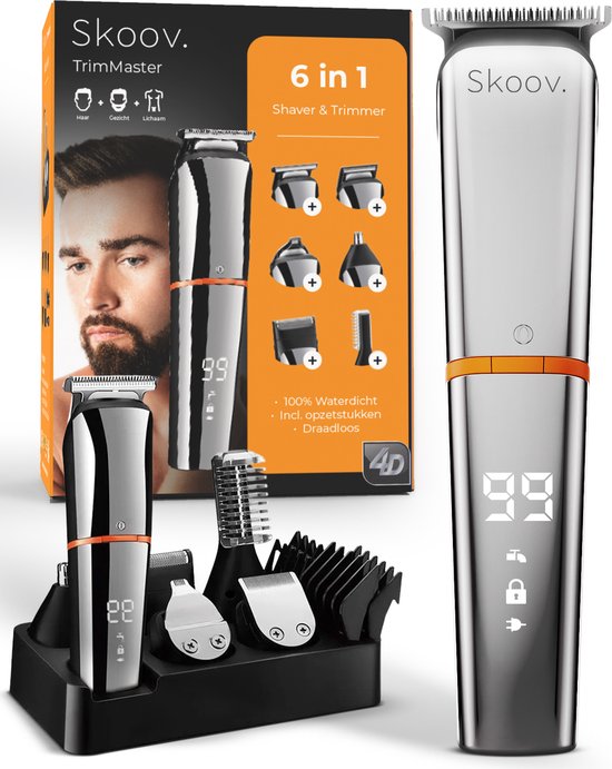 Skoov TrimMaster 6 in 1 Body & Beard Trimmer - Rasierer - Schädelrasierer - Body Groomer - Rasierer Männer - Schamhaare - Nase - Clippers