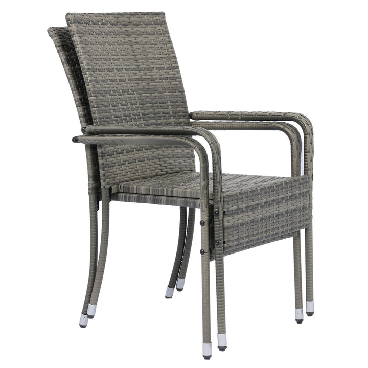 Juskys 2er Set Gartenstühle Yoro - Polyrotan - 56 x 60 x 90 cm - Spotted Grey