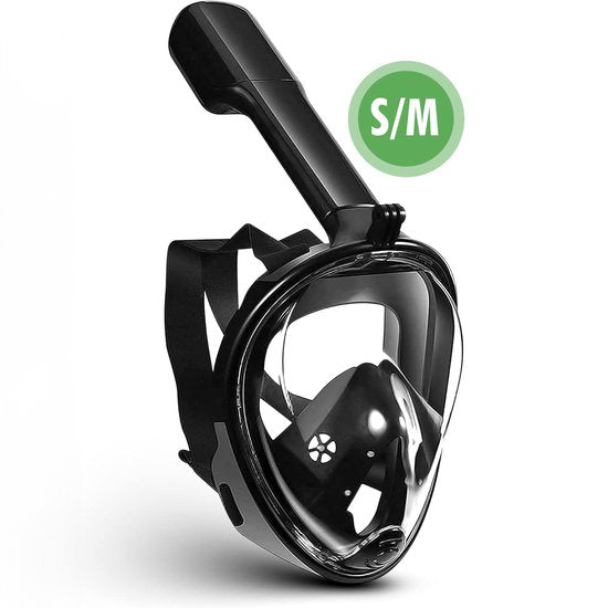 Travelhawk Schnorchelmaske - Erwachsene S/M - Schnorchelset Schwarz - Schnorchelmasken - Vollgesichtstauchmaske - Taucherbrille mit Schnorchel - Schnorcheln und Tauchen