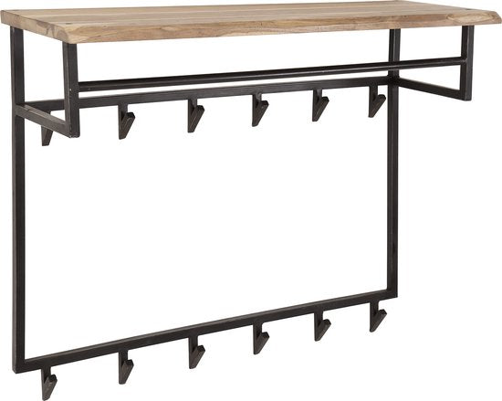 Duverger® Baumstamm - Garderobenständer - 25mm - Akazie massiv - Hutablage - Metall - 12 Haken