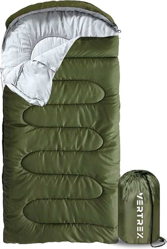 Vertrex Tri-Season Adventure Mumienschlafsack - Schlafsäcke Erwachsene - Camping - Grün