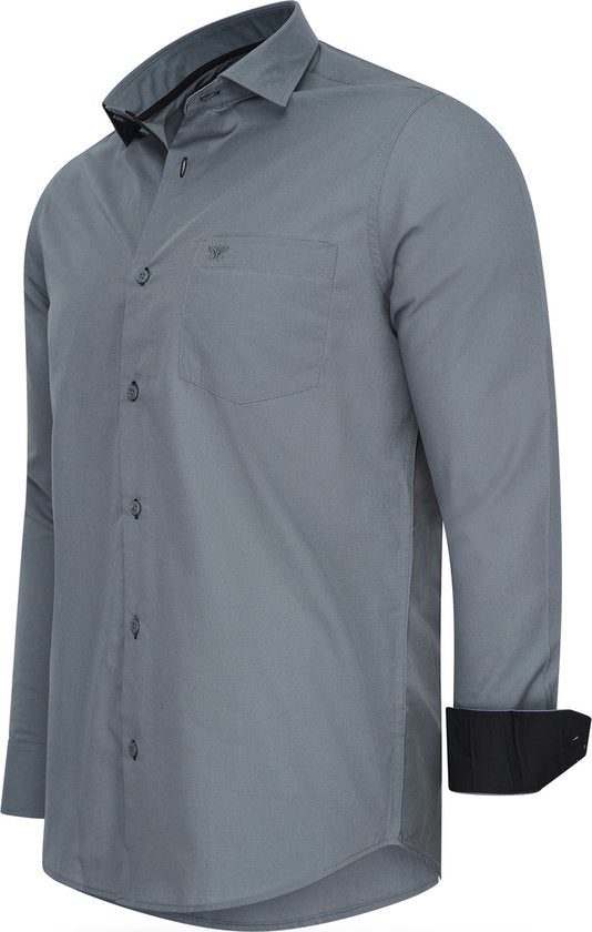 Cappuccino Italia - Herrenhemd Uni - Grau - Größe XXL