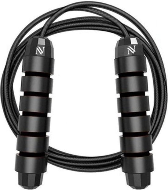 Nuvance - Professionelle Sport-Springseil - einstellbar - Speedrope - Springseil - für Erwachsene und Kinder - schwarz