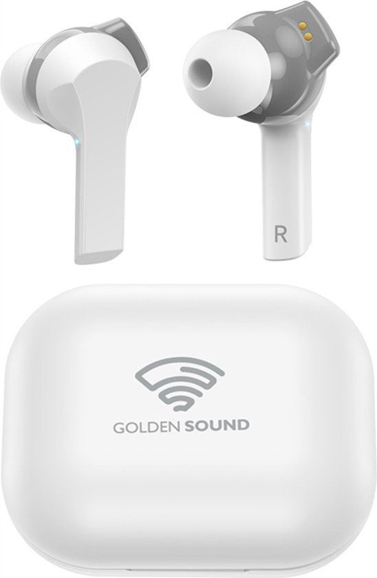 Golden Sound kabellose Ohrhörer - Bluetooth-Ohrhörer - Sport-Ohrhörer - Geeignet für jeden Laptop und jedes Smartphone - Weiß