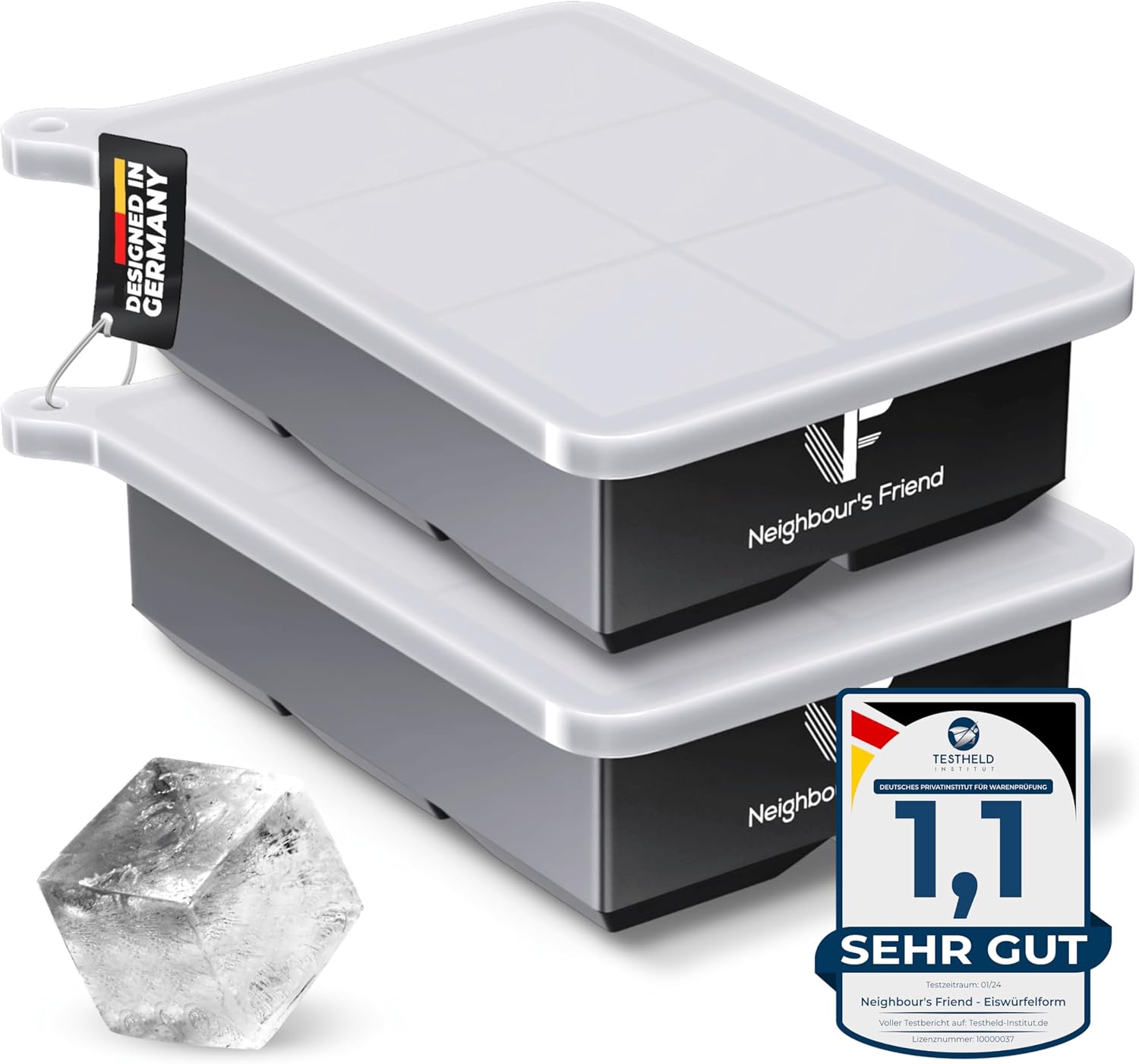 Neighbour's Friend Eiswürfelform groß 2er Pack - 12x XXL Eiswürfel für Cocktails