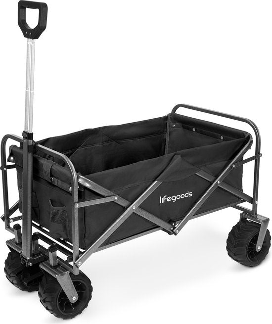 LifeGoods Wagon - faltbar - 80KG Tragfähigkeit - 94L - waschbares Polyester - Schwarz