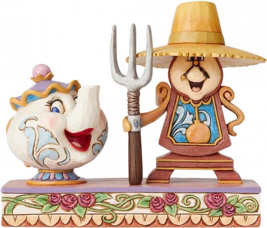 Disney Figur - Kollektion Traditionen - Rund um die Uhr im Einsatz - Mrs. Potts & Cogsworth - Die Schöne und das Biest