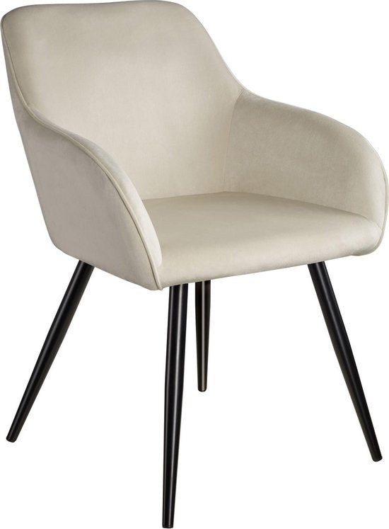 tectake - Stuhl - Esszimmerstuhl - Marilyn Samtoptik schwarz/creme - 58 x 62 x 82 cm - 403662