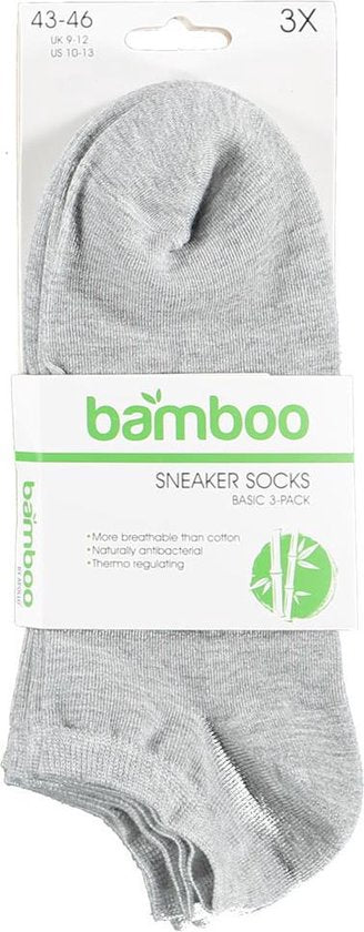 Apollo Sneaker Socken Basic Bamboo Grau 3er-Pack Größe 43-46