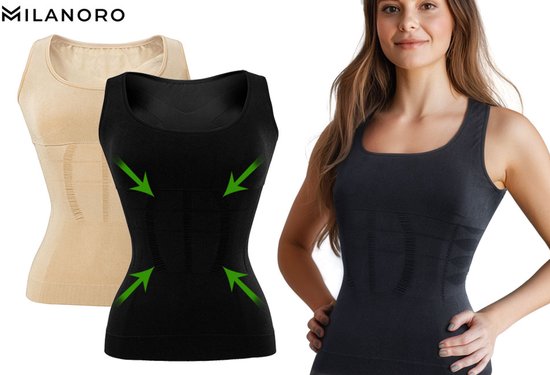 Milanoro - Figurkorrigierendes Unterhemd für Frauen - Schwarz - XXL
