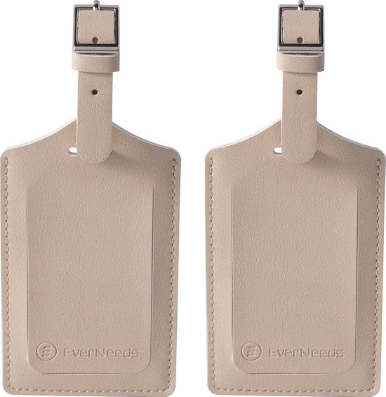 EverNeeds Gepäckanhänger - Gepäckanhänger für Koffer - Gepäckanhänger - PU Leder - Creme - 2 Stück