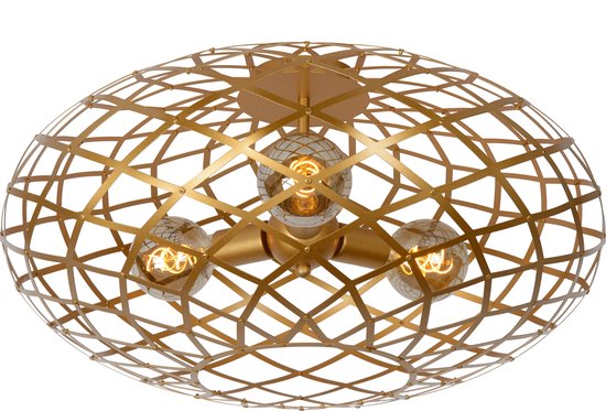 Lucide WOLFRAM - Deckenleuchte - Ø 65 cm - 3xE27 - Matt Gold / Messing