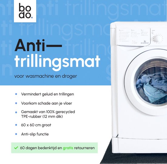 Bodo® Anti-Vibrationsmatte Waschmaschine und Trockner - 60x60x1