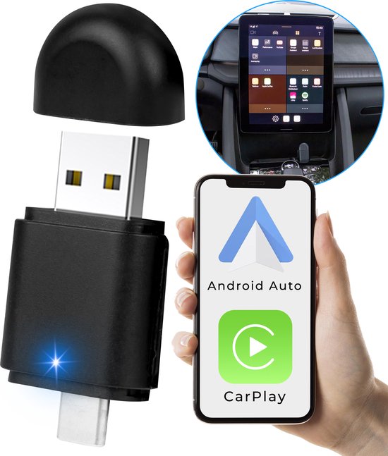 Nuvance - CarPlay Dongle - 2 in 1 USB & USB-C - Geeignet für Android & Apple - CarPlay Wireless - Car Dongle - Wireless CarPlay - USB Adapter