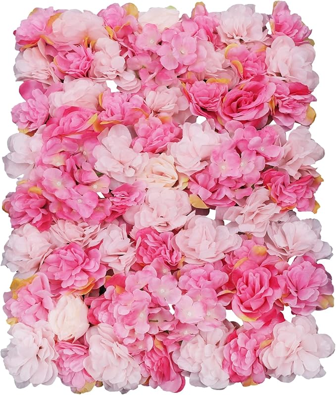 Fetcoi künstliche Blumen Dekoration - rosa + weiß - 60 x 40 x 2 cm