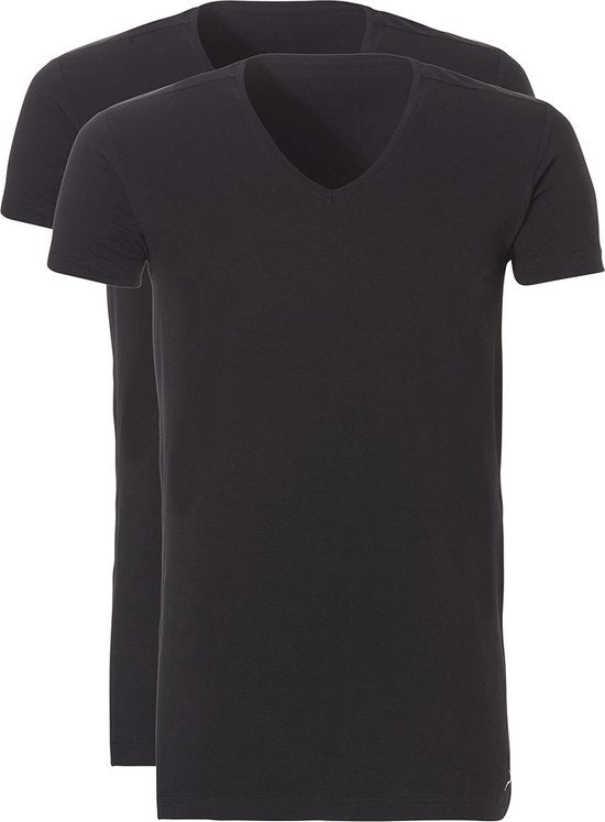 Ten Cate - XXL - Basic T-Shirt - 2er-Pack - V-Ausschnitt - Herren - Schwarz