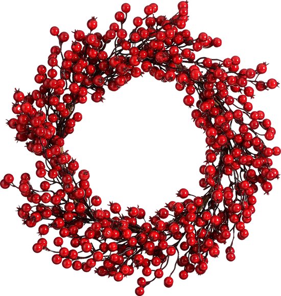 House of Seasons Weihnachtskranz Beeren - Ø50 cm - Schaumstoff - Rot