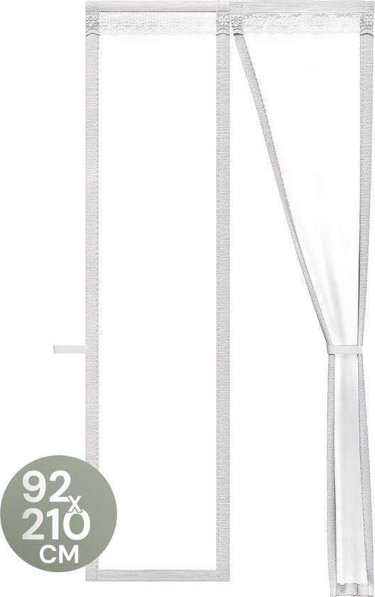 O'DADDY® Türvorhang Deluxe FIBER - Magnetischer Fliegenvorhang - Für neue und Standardtüren - Einfache Installation - Türgitter Weiß - 92x210 cm