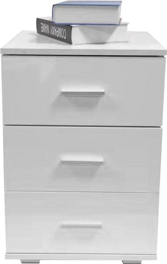 Nachttisch Dielenschrank 3 Schubladen 63 cm hoch weiß