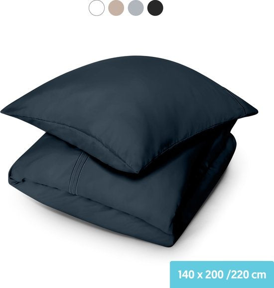 Dreamlab Bettbezugsset - 140 x 200/220 cm - Bettwäsche mit Kopfkissenbezug - Eine Person - Four Seasons - Mikrofaser - Dunkelanthrazit