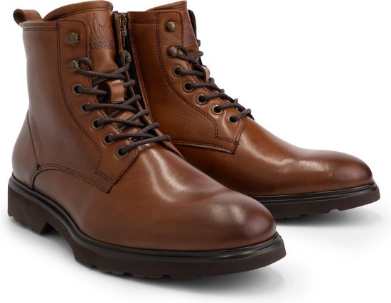 DenBroeck Foundry St. High Herren Schnürschuhe - Gefütterte Stiefel - Cognacbraunes Leder