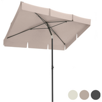 LifeGoods Sonnenschirm - 200x125cm - 30° neigbar - wasserdicht - mit Bezug - Taupe – Bild 2
