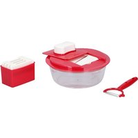 alpina Multireibe - Mit Auffangschale - Dünnschäler - 4 Reibengrößen - Weiß/Rot – Bild 2