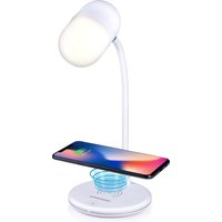 Grundig Schreibtischlampe Led 3-in-1 - kabelloses Handy-Ladegerät mit Qi-Technologie - Bluetooth-Lautsprecher - Leselicht - Weiß – Bild 2